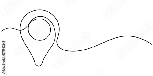 Geolocation icon vector illustration. Continuous one line drawing navigator, continuous one line google map point route directions and location outline vector art illustration, map pin icon. 