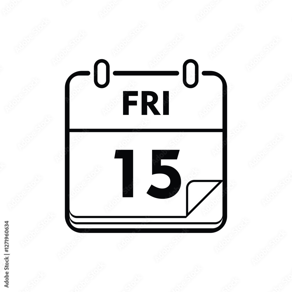 calender icon, 15 friday icon with white background calender icon, 15 friday icon with white background