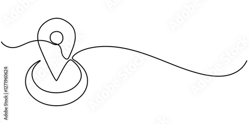 Geolocation icon vector illustration. Continuous one line drawing navigator, continuous one line google map point route directions and location outline vector art illustration, map pin icon. 