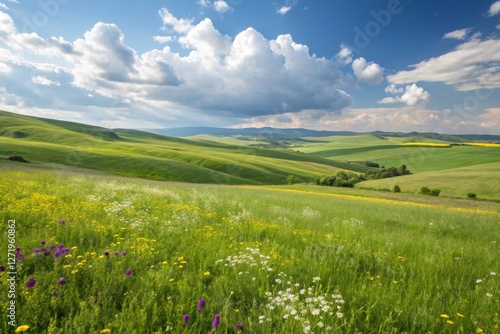 Colorful Wildflowers in Rolling Hills