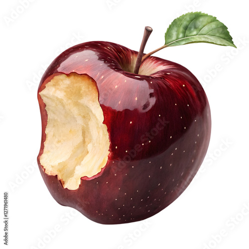 Juicy Red Apple Bite: High-Res Image isolated on transparent background