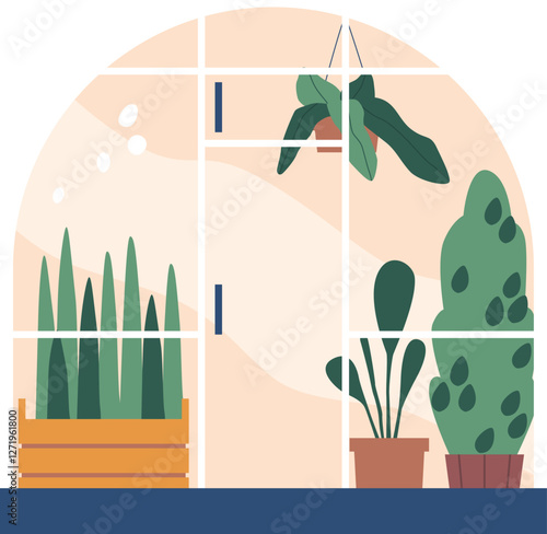 Greenhouse for plant cultivation vector illustration