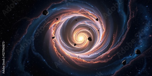 Wallpaper Mural Cosmic vortex with nebulae and asteroids in the center of a galaxy's spiral arms, nebulae, astronomical objects Torontodigital.ca