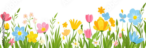 PNG Spring flower border flowers nature plants.