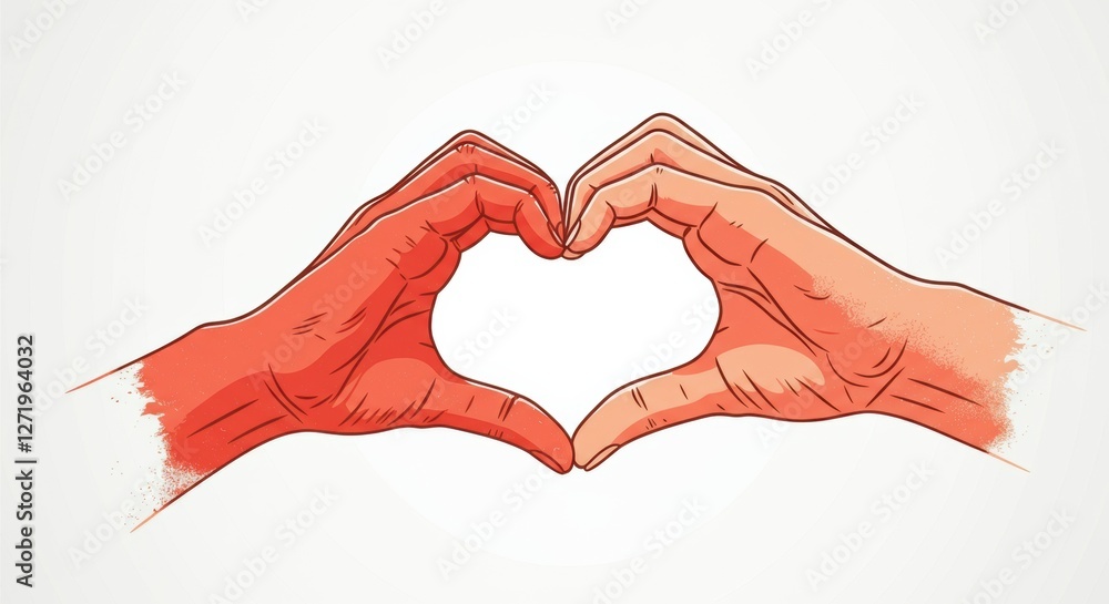 Fototapeta premium Two hands forming a heart shape symbolizing love and connection