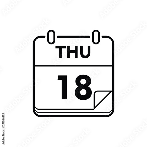 calender icon, 18 thursday icon with white background