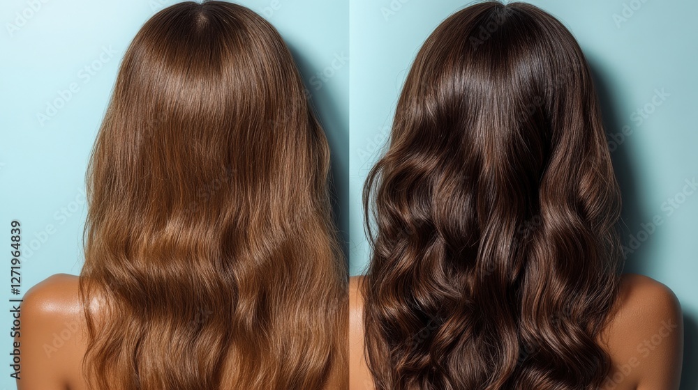 Fototapeta premium Hair Transformation With New Color and Texture in a Beauty Studio Generative AI