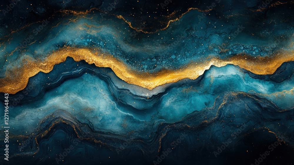 Abstract Gold Blue Marble Texture Art Abstract Gold Blue Marble Texture Art