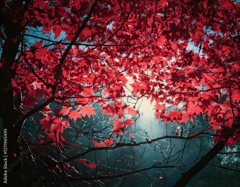 GeneraTitle: Autumn Leaves Backlit by Sunlight in a Dark Forest
GeneraTitle: Autumn Leaves Backlit by Sunlight in a Dark Forest