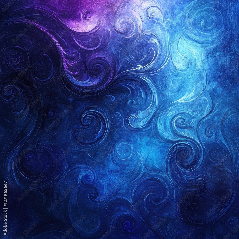 Swirling patterns in shades of blue and purple evoke depth Swirling patterns in shades of blue and purple evoke depth