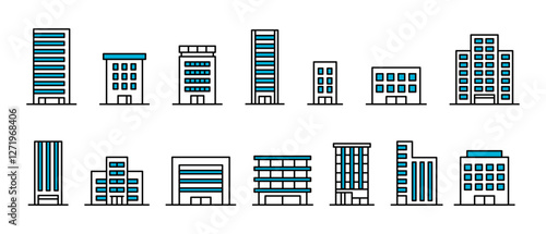 建物・ビル・会社の地図アイコンイラストセット3