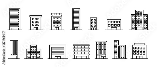 建物・ビル・会社の地図アイコンイラストセット1
