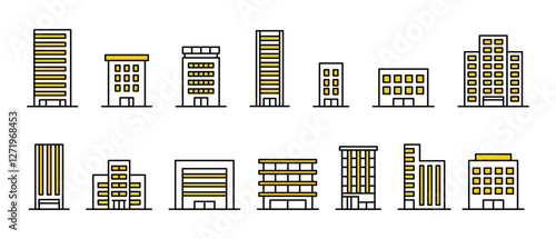 建物・ビル・会社の地図アイコンイラストセット2