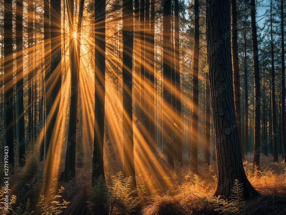 Obraz premium sun rays in the forest