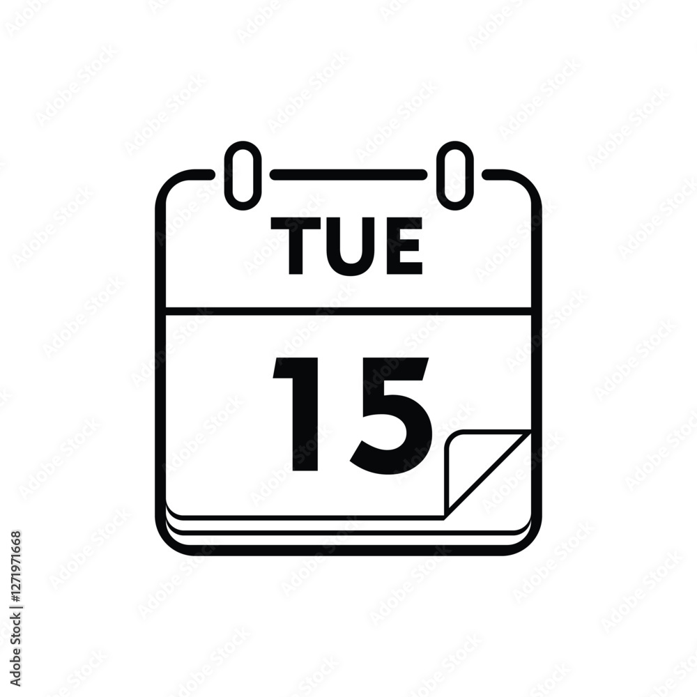 calender icon, 15 tuesday icon with white background calender icon, 15 tuesday icon with white background