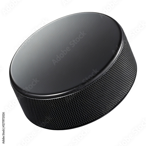 Black Hockey Puck 3D Render, Isolated on Transparent Background, Realistic Design, Sport Equipment, Hockey, Puck, 3D render