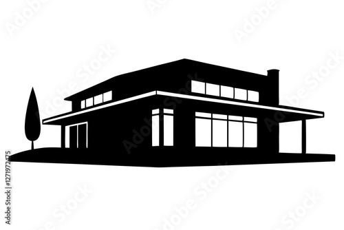 silhouette of a modern luxury villa