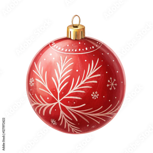 Wallpaper Mural Digital Painting of Red Christmas Ornament with Snowflake Design, Isolated on Transparent Background, Christmas Decoration, Holiday Clipart, Christmas, Ornament, Holiday Torontodigital.ca