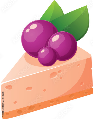 Cheesecake with blueberry vector illustration