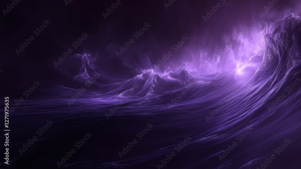 Fototapeta premium Deep purple ocean waves with ethereal glow and surreal motion