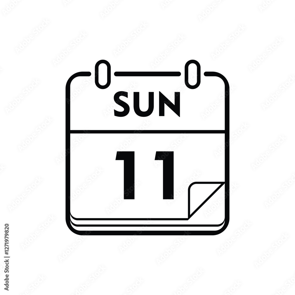calender icon, 11 sunday icon with white background calender icon, 11 sunday icon with white background