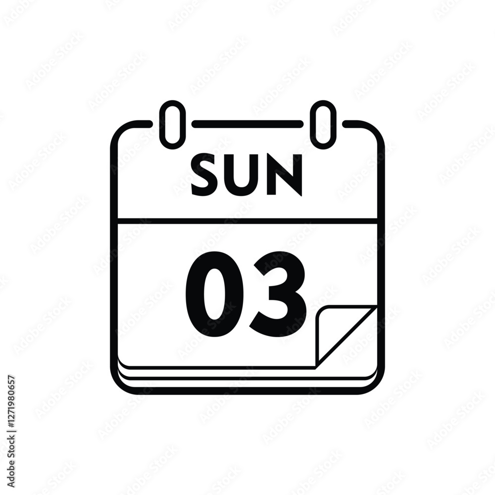 calender icon, 03 sunday icon with white background calender icon, 03 sunday icon with white background