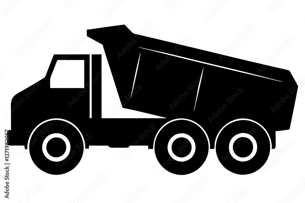 Fototapeta premium Dumptruck silhouette on white background