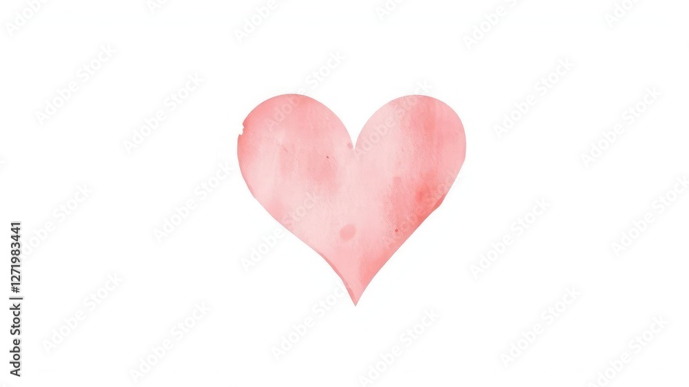 Fototapeta premium Delicate Watercolor Heart on White Background, whimsical style, watercolor art, floral motifs