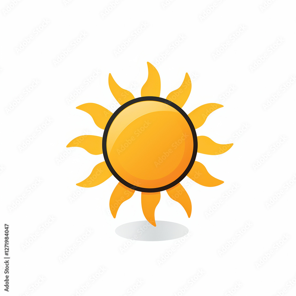Sunny Icon Design: Bright Yellow Sun Symbol for Cheerful Weather Illustration Sunny Icon Design: Bright Yellow Sun Symbol for Cheerful Weather Illustration