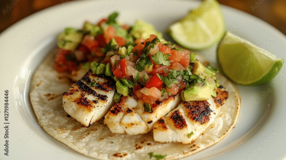 Grilled Fish Taco with Pico de Gallo and Avocado Grilled Fish Taco with Pico de Gallo and Avocado
