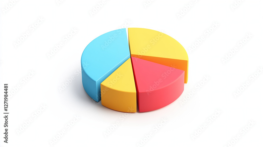 Fototapeta premium Colorful 3D Pie Chart for Data Visualization in Business Analytics & Marketing Presentations