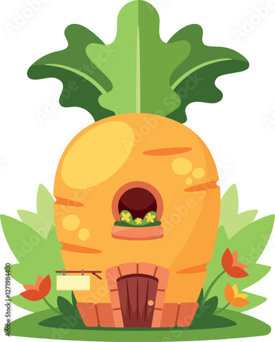 Carrot fairytale house vector illustration