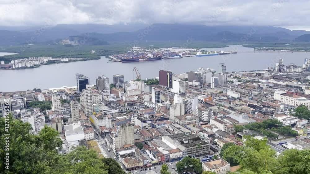 View from the north part and the harbours of Santos, SP Brazil. April 3 2024. View from the north part and the harbours of Santos, SP Brazil. April 3 2024.