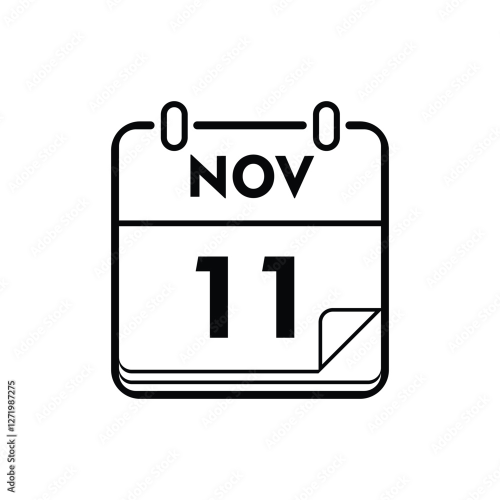 calender icon, 11 november icon with white background calender icon, 11 november icon with white background