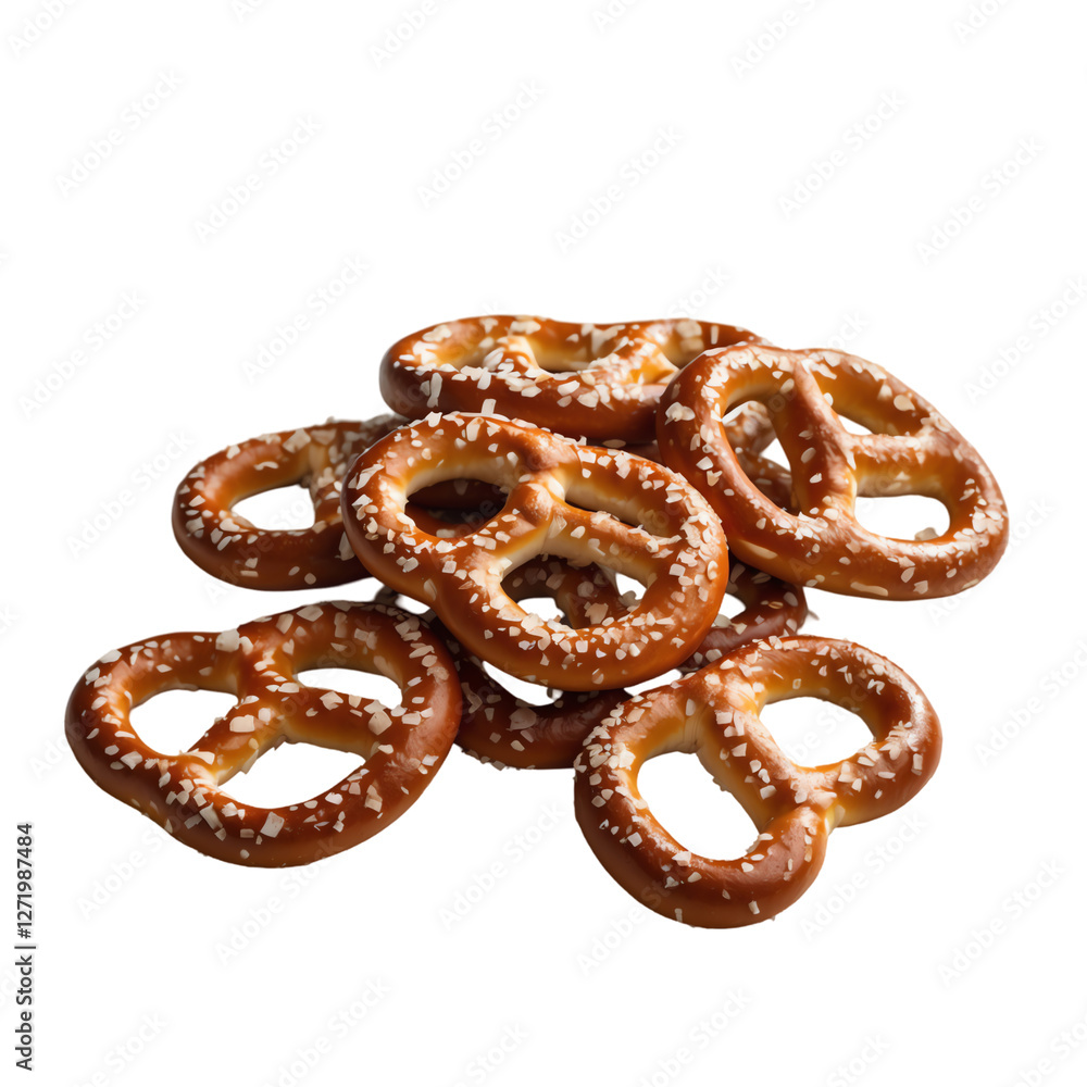 Pile of Soft Salted Pretzels Isolated on Transparent Background. Pile of Soft Salted Pretzels Isolated on Transparent Background.