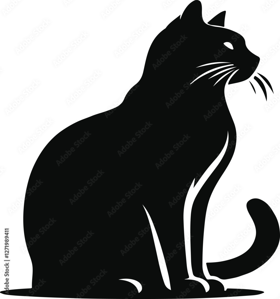 Obraz premium cat black silheourtte vector