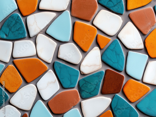 Discover the Alluring World of Mosaic Tile Art Backgrounds: Vibrant Colors and Intricate Designs that Transform Spaces with Unique Artistic Flair and Rich Stories. Perfect for Enhancing Walls and Floo photo