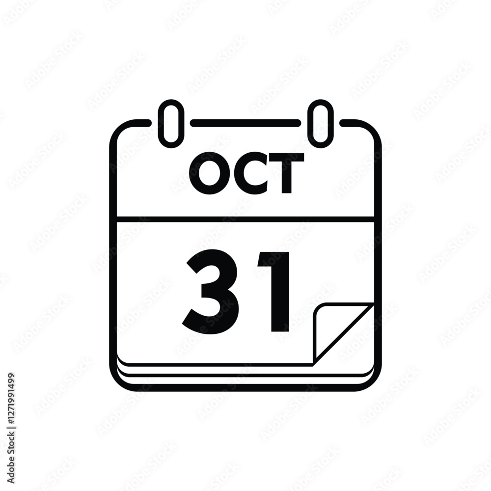 calender icon, 31 october icon with white background calender icon, 31 october icon with white background