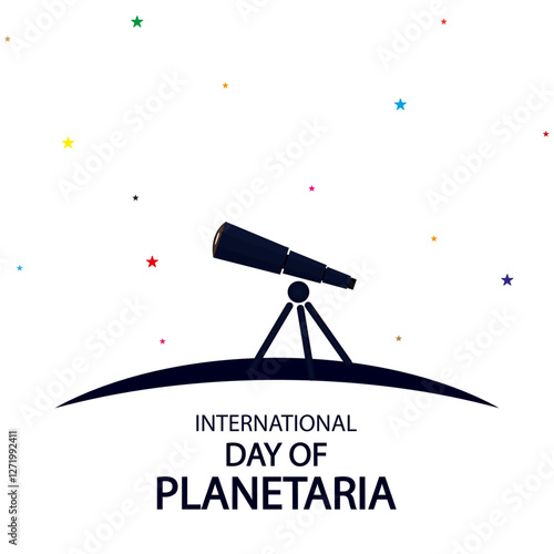 Planetaria day telescope stars, vector art illustration.