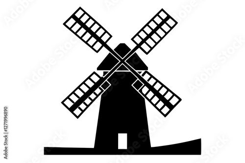 windmill silhouette vector