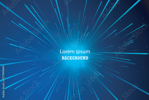 Abstract futuristic technologic blue light lines background. Elegant blue light lines on dark blue background with lighting effect and sparkles.