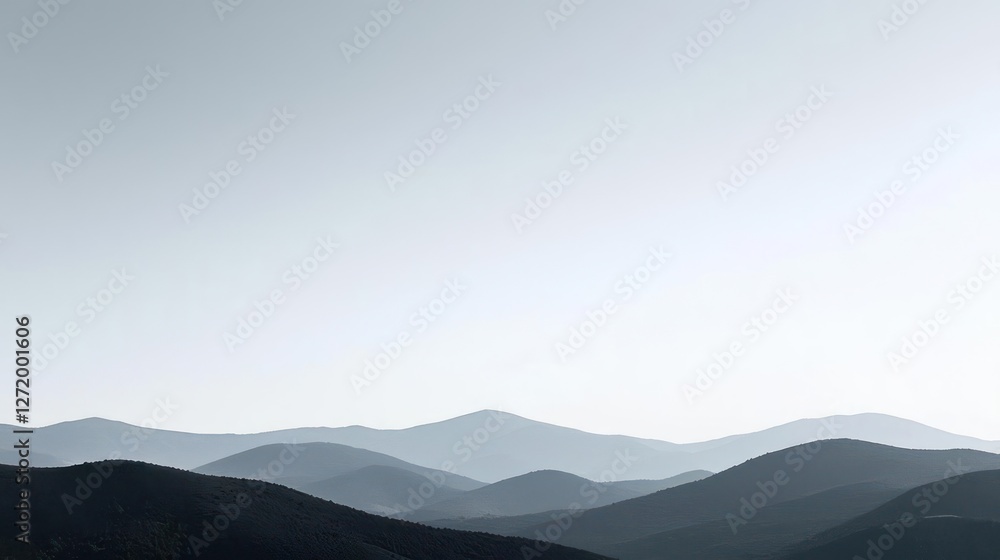 Subtle Blue and Grey Mountain Silhouette Landscape Subtle Blue and Grey Mountain Silhouette Landscape