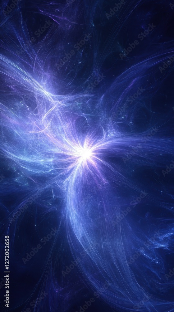 Fototapeta premium Blue and white light emanates from the nebula center