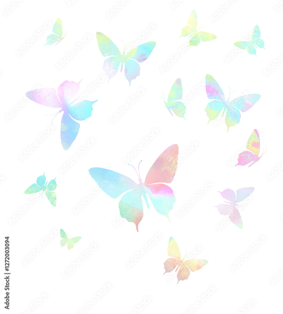 Fototapeta premium flying butterflies, rainbow illustration