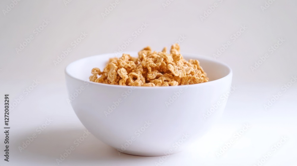Bowl of cereal flakes on a white background Bowl of cereal flakes on a white background