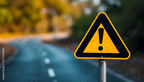 Warning triangle icon. Yellow caution warn in png. Warning sign with exclamation mark. Alert warn in triangle. Road sign alert, mindfulness theme. with white shades