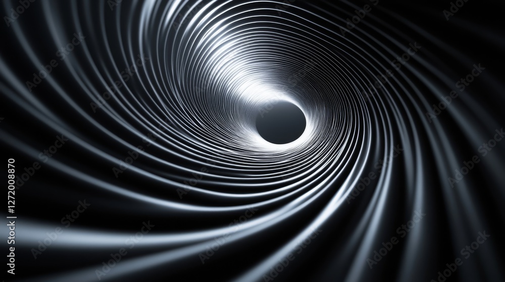 Obraz premium Abstract depiction of a metallic tunnel with circular rings