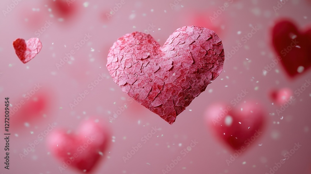 Floating hearts, pink background, love, Valentine's Day graphic Floating hearts, pink background, love, Valentine's Day graphic