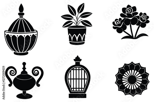home decor set of 6 black silhouette vector differ design