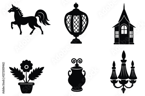 home decor set of 6 black silhouette vector differ design